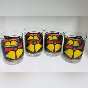 VTG LIBBEY CHRISTMAS BELLS CRYSTAL HIGHBALL GLASSES